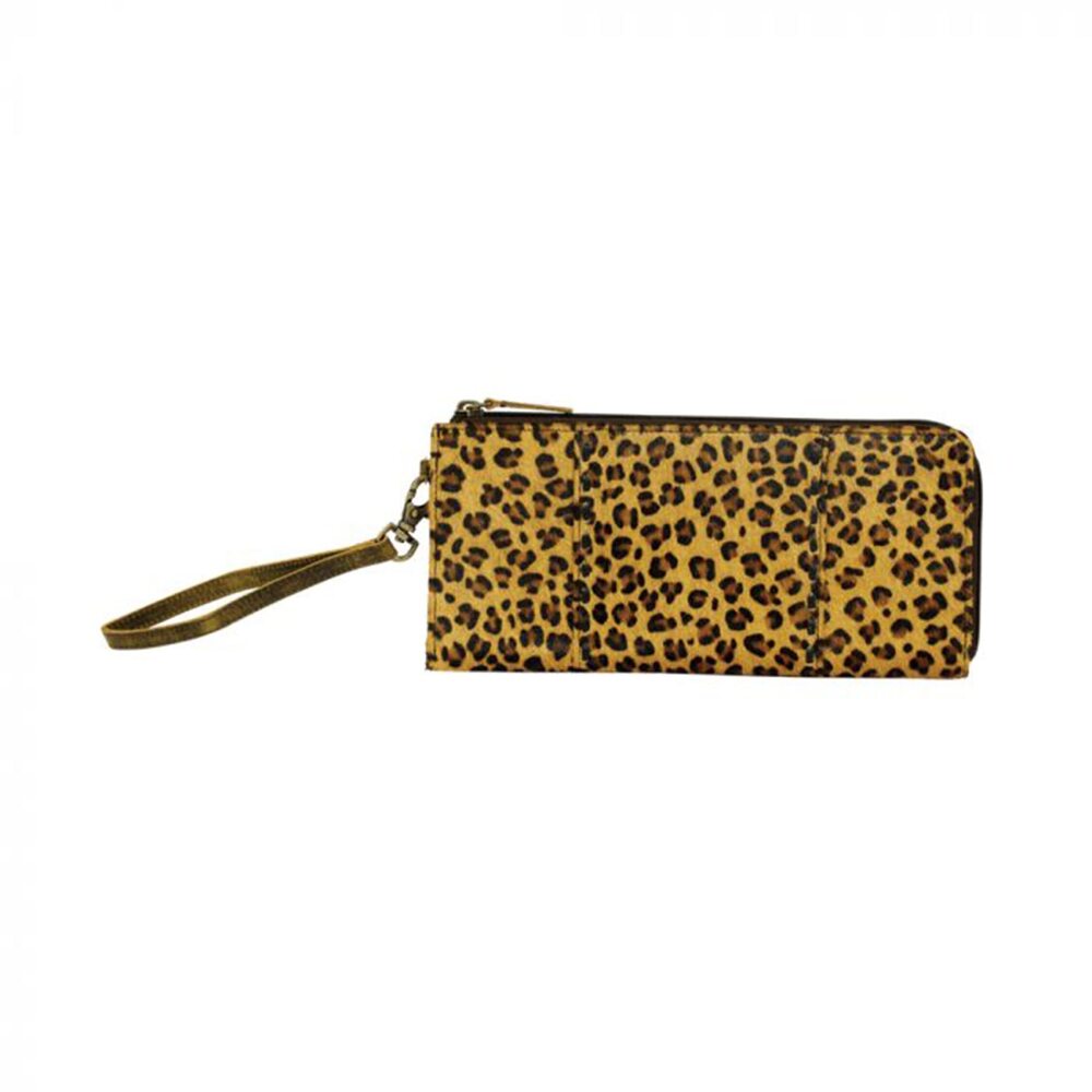 5097 Tan Brown Western Wallet Wristlet - Hair On Leather Zippered Wallet